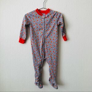 Celebrate Halloween candy corn print long sleeve zip onsie footie gray orange